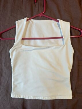 Square Neck White Women's Tank Top
